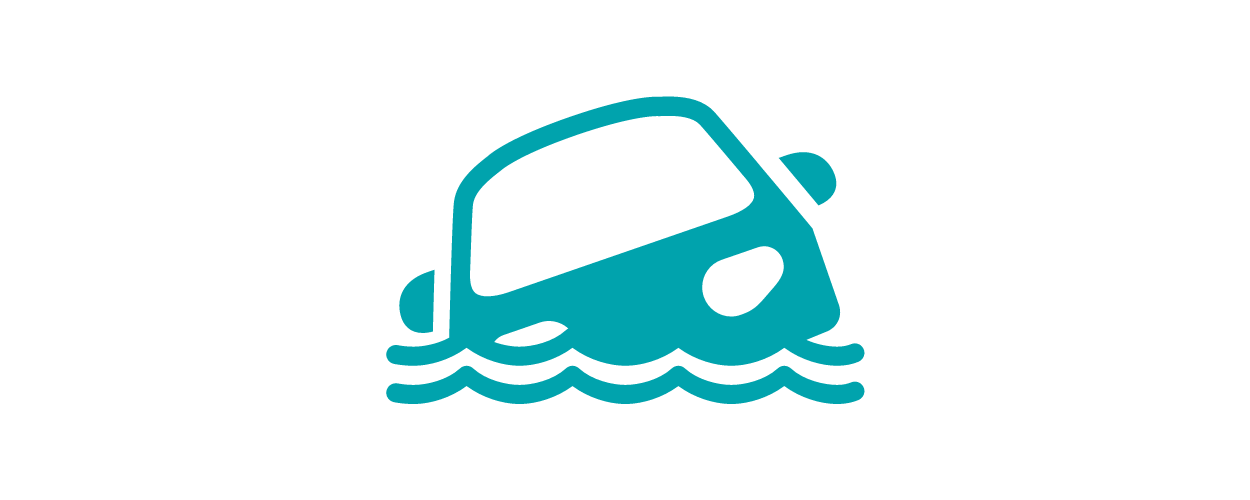 icon of car floating in flood water